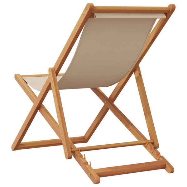 Klappbarer Strandstuhl Beige Eukalyptusholz