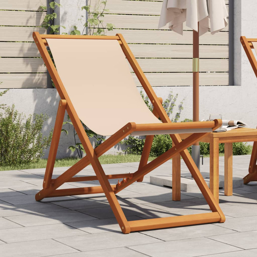 Klappbarer Strandstuhl Beige Eukalyptusholz