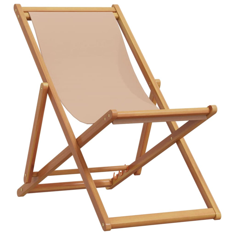 Klappbarer Strandstuhl Taupe Eukalyptusholz