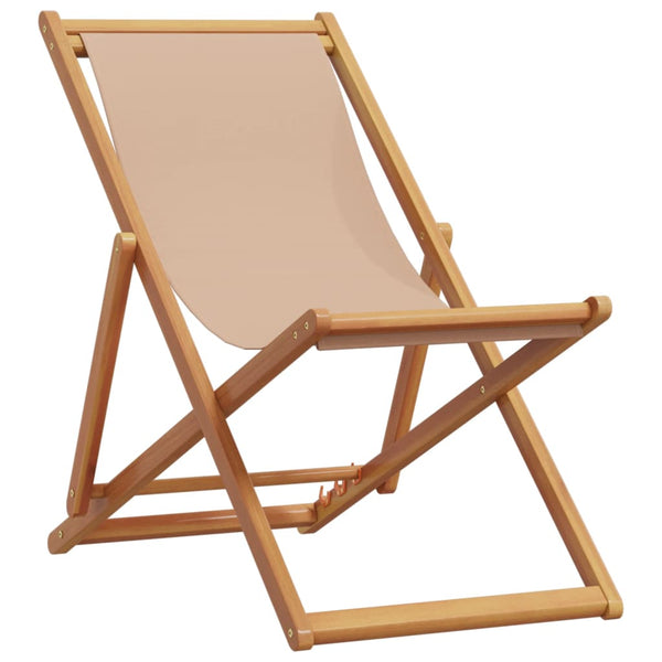 Klappbarer Strandstuhl Taupe Eukalyptusholz