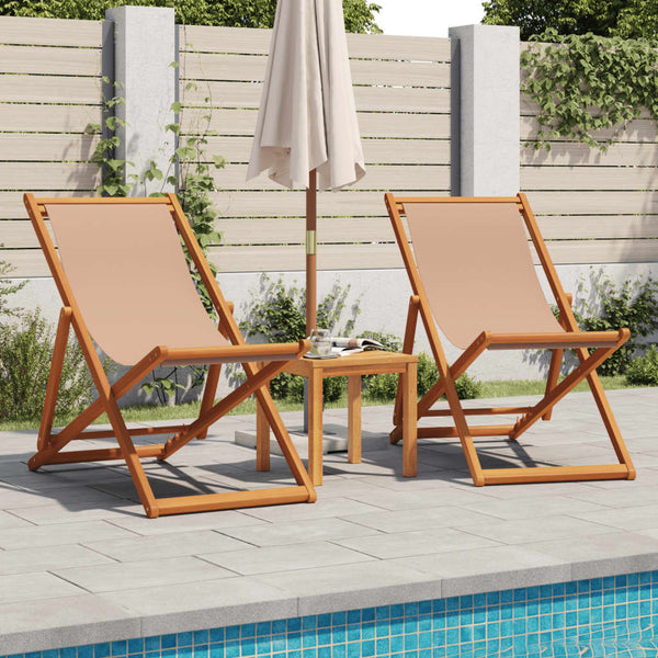 Klappbarer Strandstuhl Taupe Eukalyptusholz