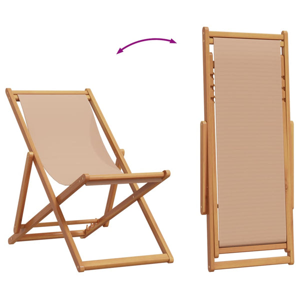 Klappbarer Strandstuhl Taupe Eukalyptusholz
