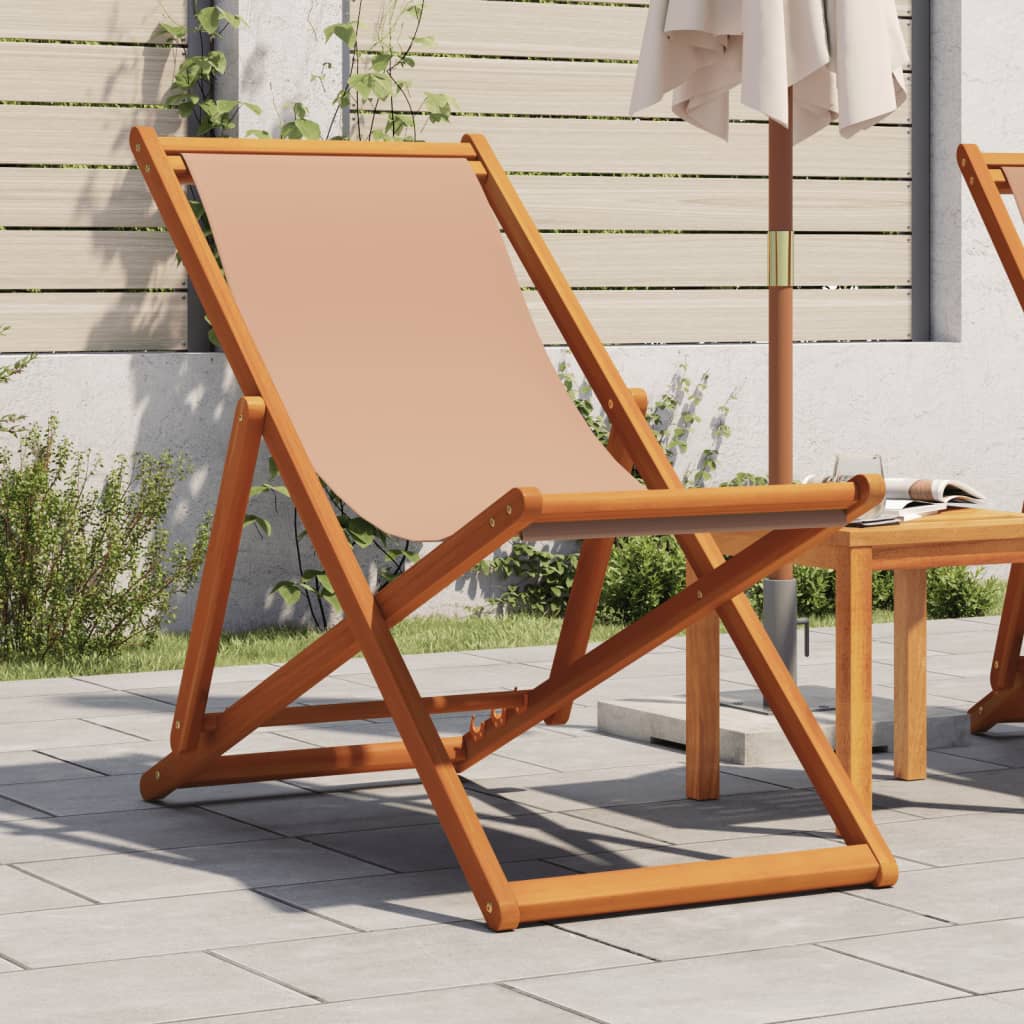 Klappbarer Strandstuhl Taupe Eukalyptusholz