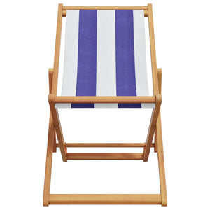 Klappbarer Strandstuhl Blau Weiß Eukalyptusholz