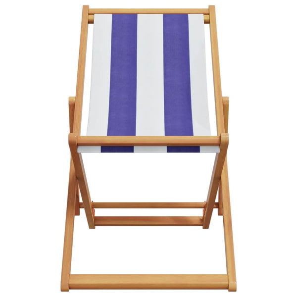 Klappbarer Strandstuhl Blau Weiß Eukalyptusholz