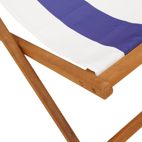 Klappbarer Strandstuhl Blau Weiß Eukalyptusholz