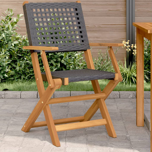 Gartenstühle 2er Set Akazie & Poly Rattan