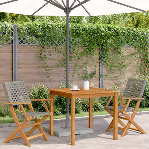 Gartenstühle 2er Set Akazie Grau Poly Rattan