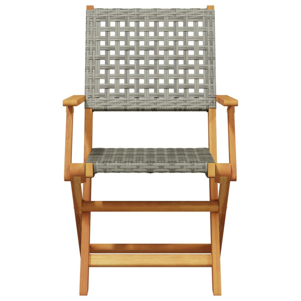 Gartenstühle 2er Set Akazie Grau Poly Rattan