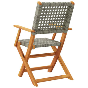 Gartenstühle 2er Set Akazie Grau Poly Rattan