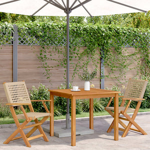 Gartenstühle 2er Set Akazie & Poly Rattan Beige