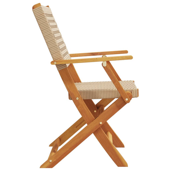 Gartenstühle 2er Set Akazie & Poly Rattan Beige