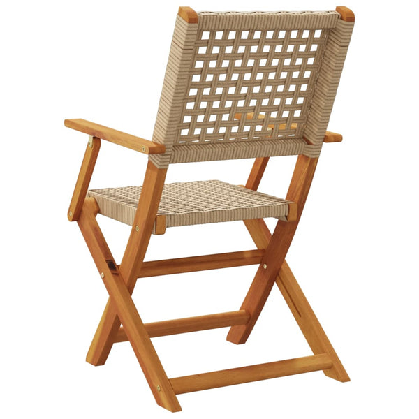 Gartenstühle 2er Set Akazie & Poly Rattan Beige