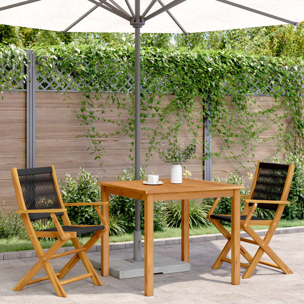 Gartenstühle 2er Set Akazie Schwarz