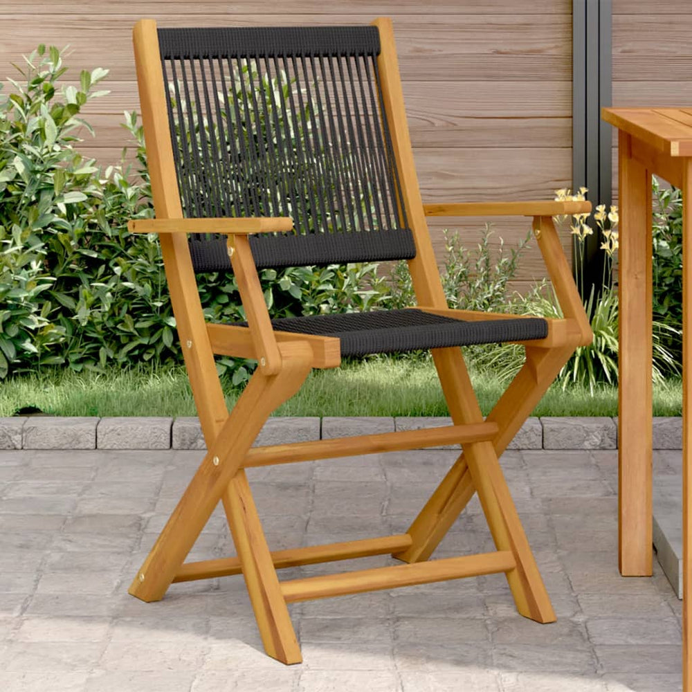 Gartenstühle 2er Set Akazie Schwarz
