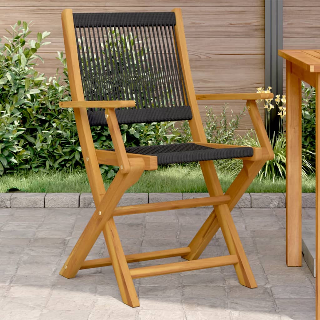 Gartenstühle 2er Set Akazie Schwarz