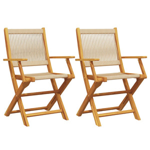 Gartenstühle 2er Set Beige Akazie