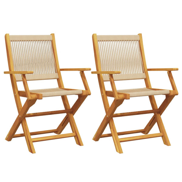 Gartenstühle 2er Set Beige Akazie