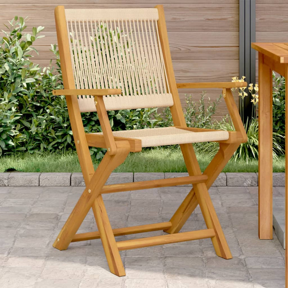 Gartenstühle 2er Set Beige Akazie