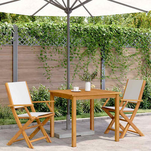 Gartenstühle 2er Set Akazie Cremeweiß