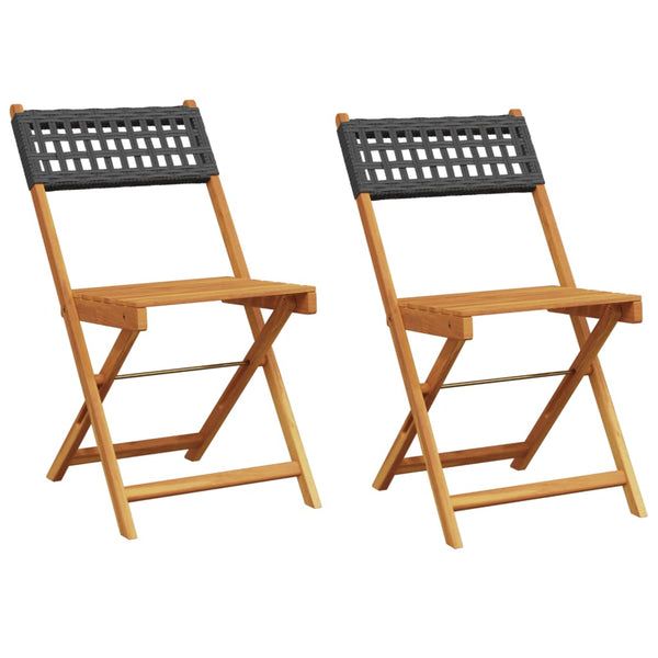 Bistrostühle 2er Set Akazie & Poly Rattan