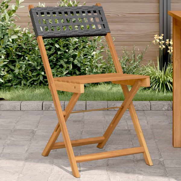Bistrostühle 2er Set Akazie & Poly Rattan