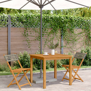 Bistrostühle 2er Set Grau Akazie & Poly-Rattan