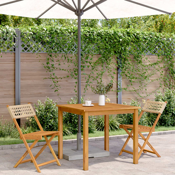Bistrostühle 2er Set Beige Akazie & Poly-Rattan