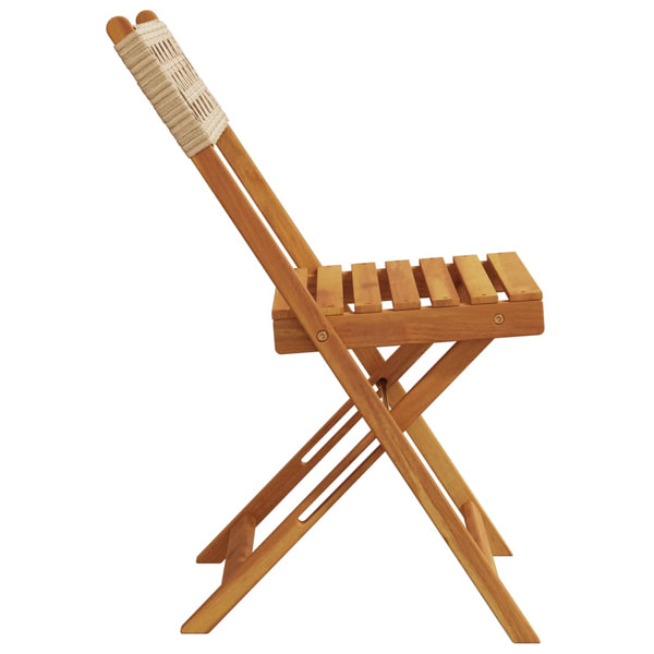 Bistrostühle 2er Set Beige Akazie & Poly-Rattan