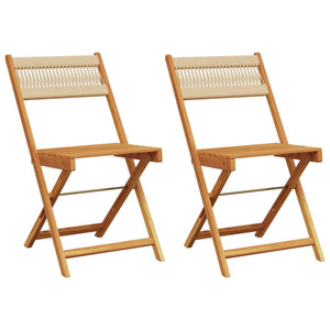 vidaXL Chaises de bistrot 2 pcs Beige Bois d'acacia massif et corde