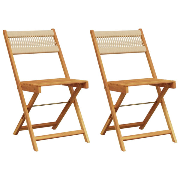 vidaXL Chaises de bistrot 2 pcs Beige Bois d'acacia massif et corde