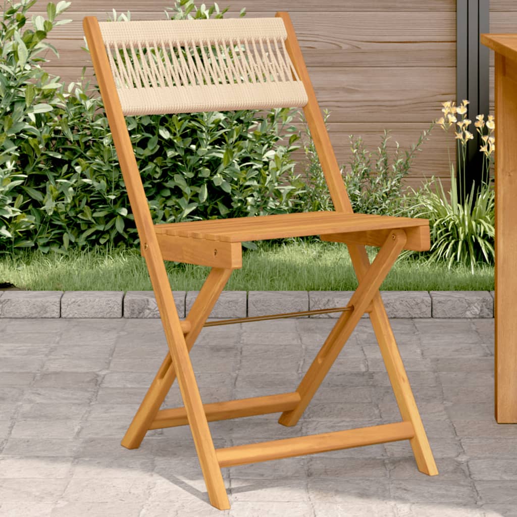 vidaXL Chaises de bistrot 2 pcs Beige Bois d'acacia massif et corde