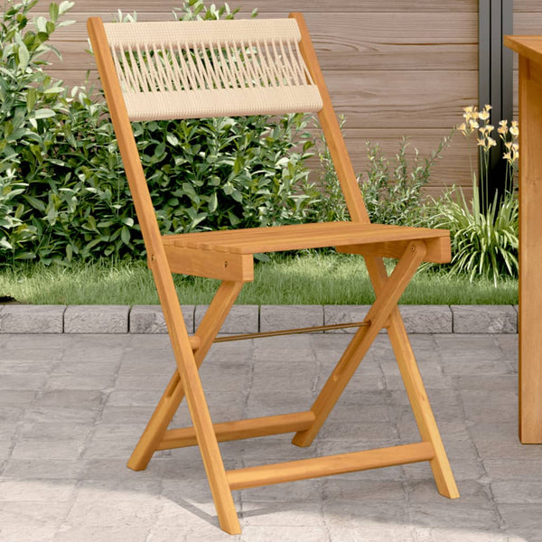 vidaXL Chaises de bistrot 2 pcs Beige Bois d'acacia massif et corde