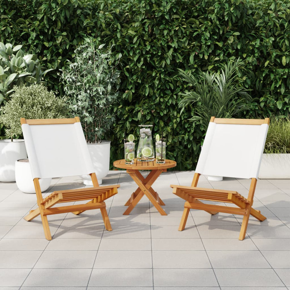 Gartenstühle 2er Set Akazie Weiß