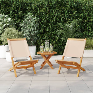 Gartenstühle 2er Set Akazie Beige