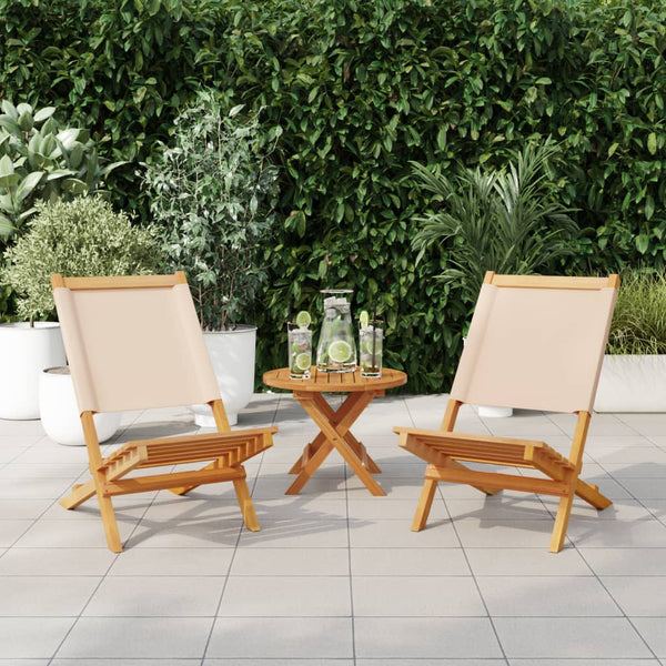 Gartenstühle 2er Set Akazie Beige