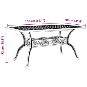 Bronzener Gartentisch 150x90 cm