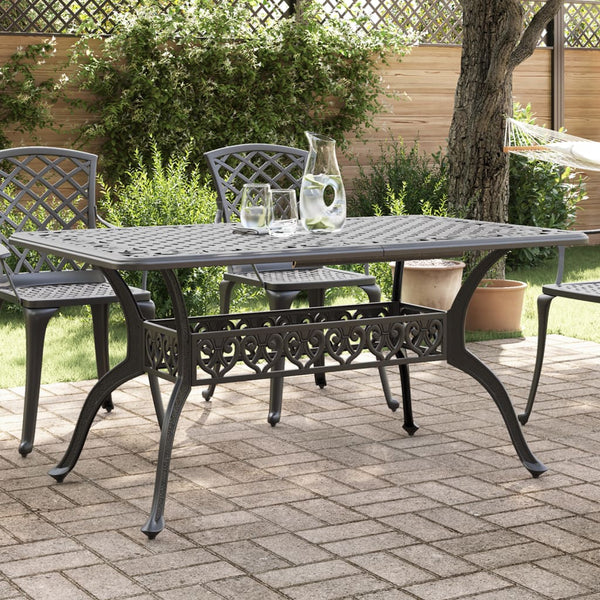 Schwarzer Gartentisch 150x90 cm Aluminiumguss