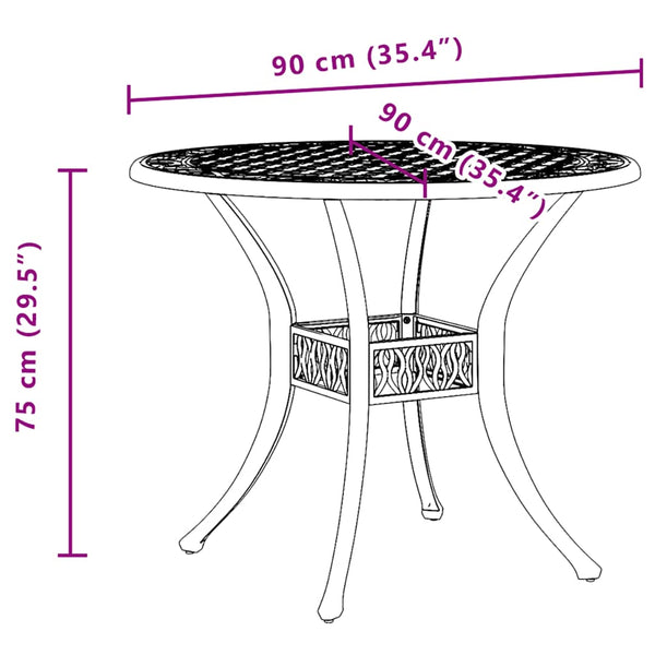 Schwarzer Gartentisch Ø90cm Aluminiumguss