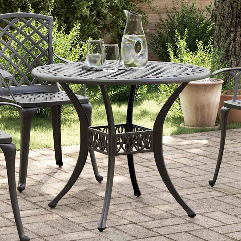 Schwarzer Gartentisch Ø90cm Aluminiumguss