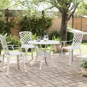 Weißer Gartentisch Ø90cm aus Aluminiumguss