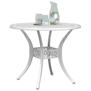 Weißer Gartentisch Ø90cm aus Aluminiumguss