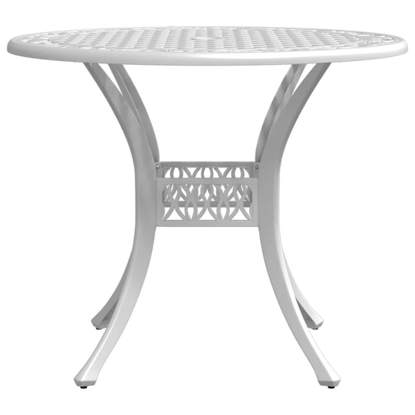 Weißer Gartentisch Ø90cm aus Aluminiumguss
