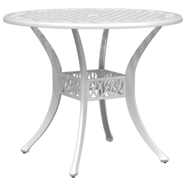 Weißer Gartentisch Ø90cm aus Aluminiumguss