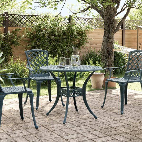 Grüner Gartentisch Ø90 cm aus Aluminiumguss
