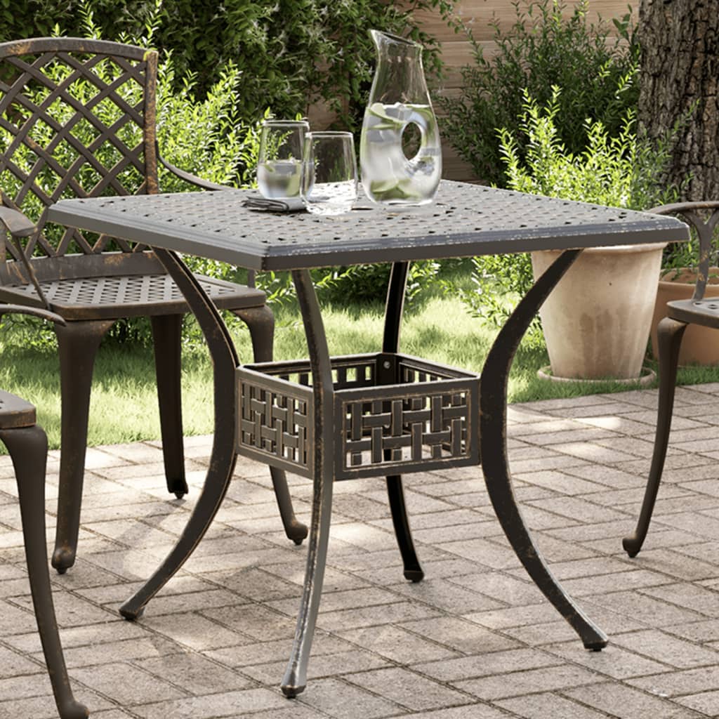 Bronzener Gartentisch 80x80 cm Aluminiumguss