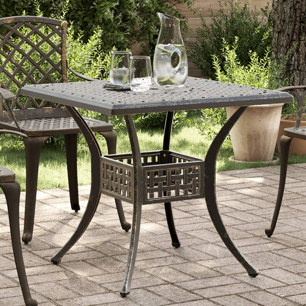 Bronzener Gartentisch 80x80 cm Aluminiumguss