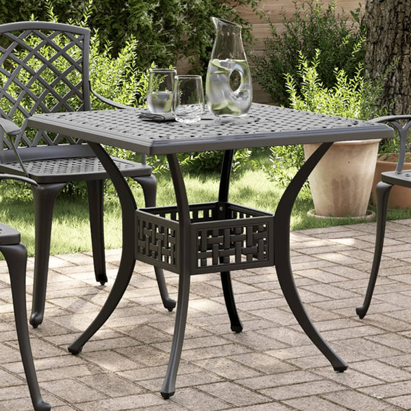 Schwarzer Gartentisch 80x80 cm Aluminiumguss