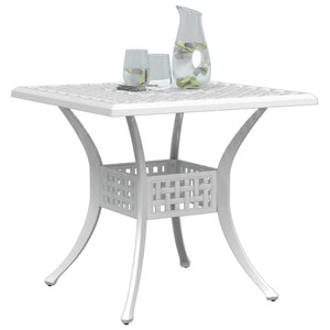 Weißer Gartentisch aus Aluminiumguss, 80x80 cm