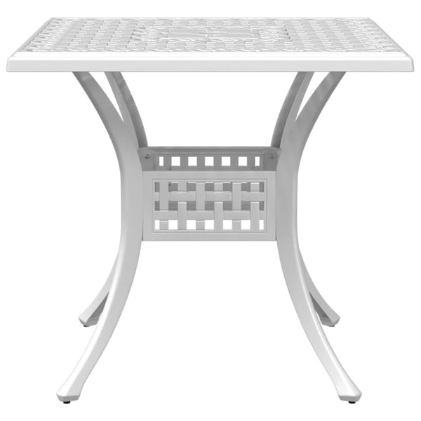Weißer Gartentisch aus Aluminiumguss, 80x80 cm